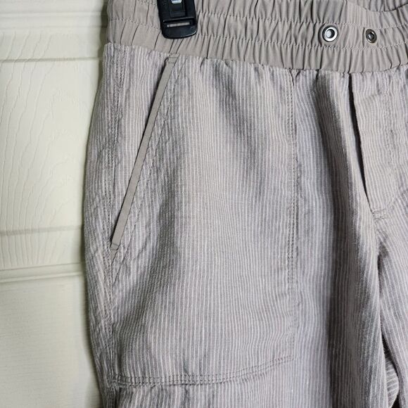 Athleta 100% Linen Elastic Pull On Grey Pants Sz 6 Beachy Resort Travel - Picture 6 of 11
